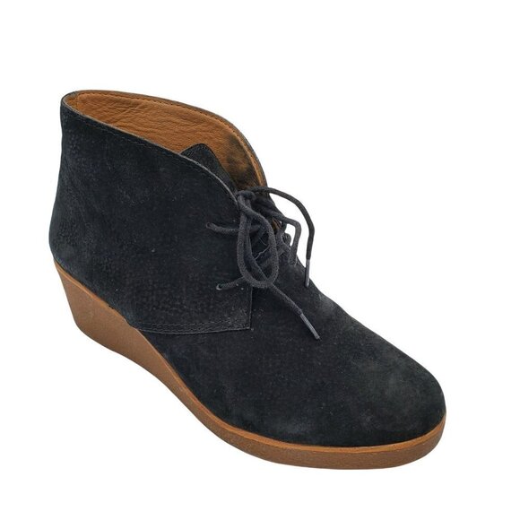 LUCKY Brand Black Leather Lace Up Chukka Desert Boot Ankle Booties Boots Size 7M - Picture 1 of 6